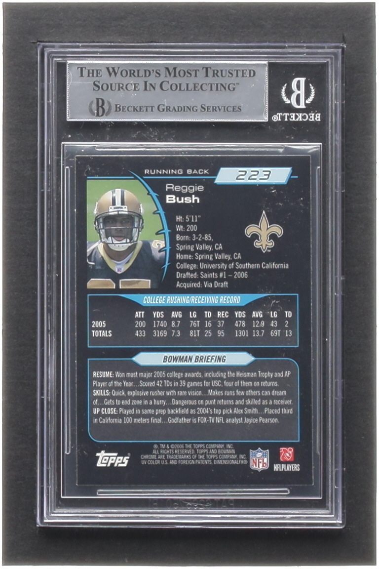 Reggie Bush Signed 2006 Bowman Chrome #223 RC (BGS) at PristineAuction.com Reggie Bush Signed 2006 Bowman Chrome #223 RC (BGS) at PristineAuction.com