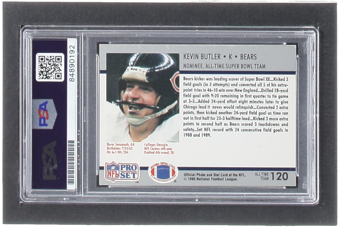 Kevin Butler Signed 1990-91 Pro Set Super Bowl 160 #120 (PSA) at PristineAuction.com Kevin Butler Signed 1990-91 Pro Set Super Bowl 160 #120 (PSA) at PristineAuction.com