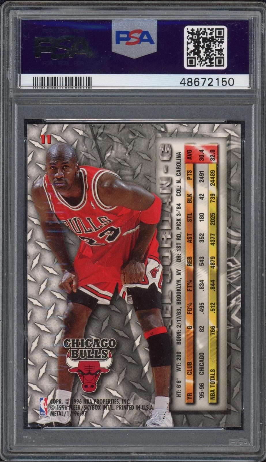 Michael Jordan 1996-97 Metal #11 (PSA 10) at PristineAuction.com Michael Jordan 1996-97 Metal #11 (PSA 10) at PristineAuction.com