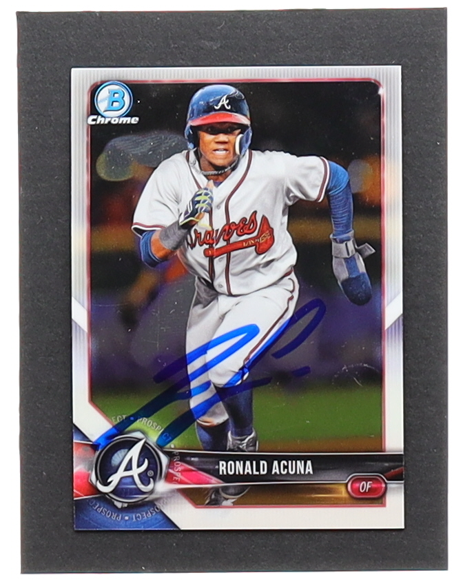 Ronald Acuna Signed 2018 Bowman Chrome Prospects #BCP1 RC (Beckett & Acuna Jr.) at PristineAuction.com Ronald Acuna Signed 2018 Bowman Chrome Prospects #BCP1 RC (Beckett & Acuna Jr.) at PristineAuction.com