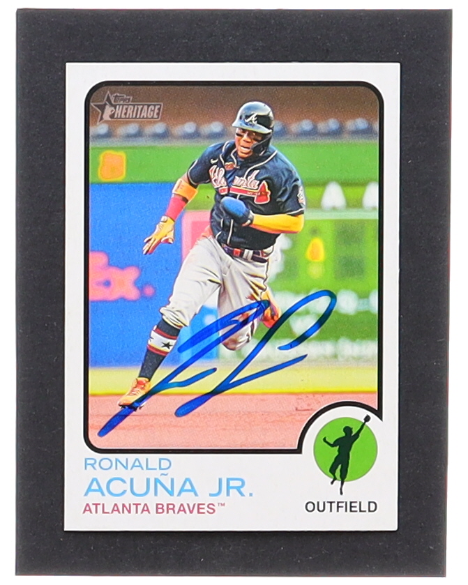 Ronald Acuna Jr. Signed 2022 Topps Heritage #223 (Beckett & Acuna Jr.) at PristineAuction.com Ronald Acuna Jr. Signed 2022 Topps Heritage #223 (Beckett & Acuna Jr.) at PristineAuction.com