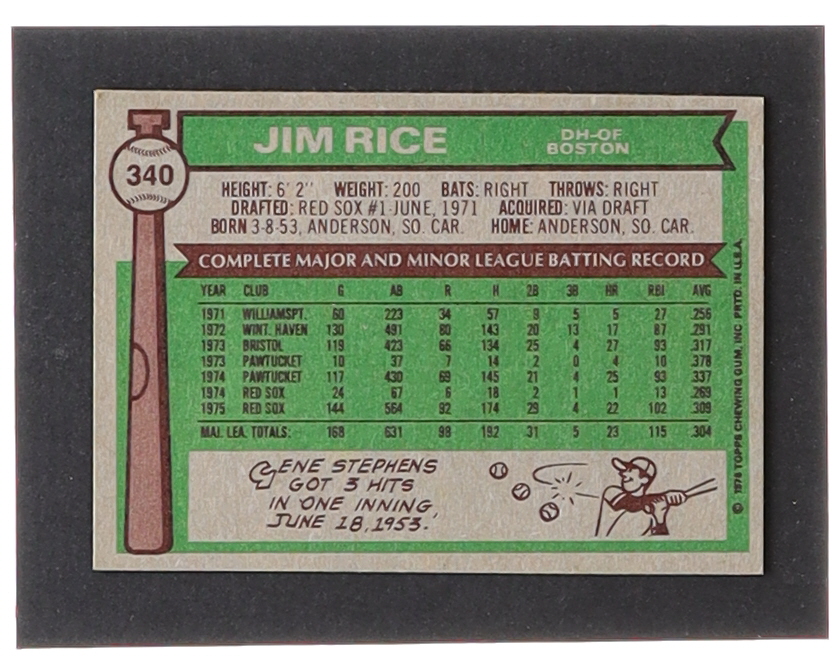 Jim Rice 1976 Topps #340 at PristineAuction.com Jim Rice 1976 Topps #340 at PristineAuction.com
