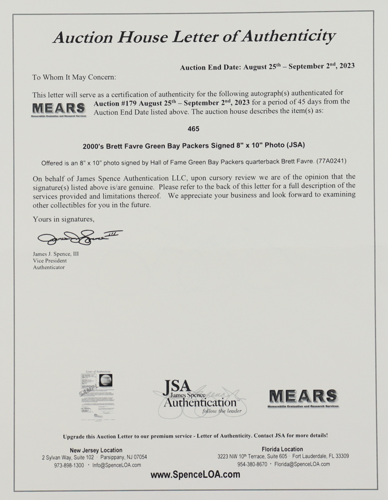 Brett Favre Signed Packers 8x10 Photo (JSA) at PristineAuction.com Brett Favre Signed Packers 8x10 Photo (JSA) at PristineAuction.com