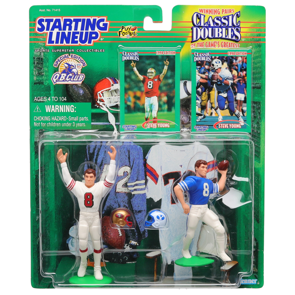 Steve Young 1998 Starting Lineup Q.B. Club (2) Figures with (2) Trading Cards Pristine Auction