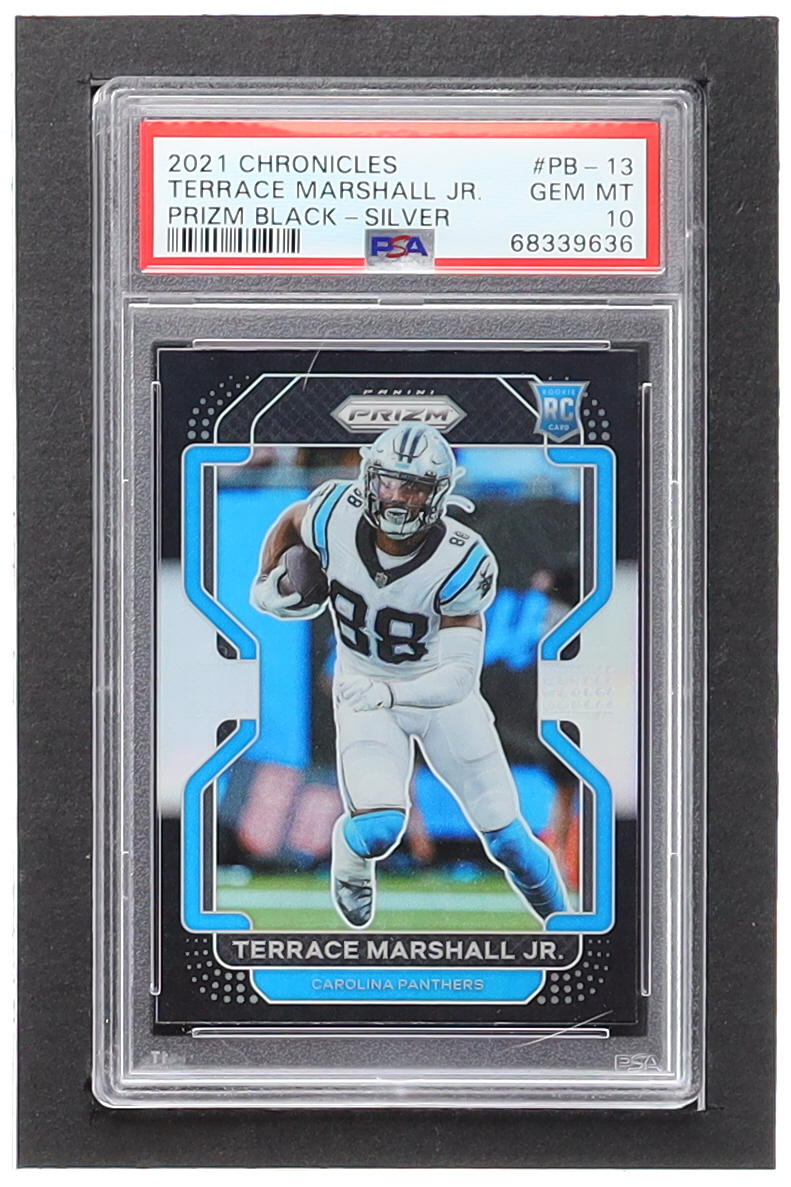 Terrace Marshall Jr. 2021 Panini Chronicles Prizm Black Silver #13 RC (PSA 10) at PristineAuction.com Terrace Marshall Jr. 2021 Panini Chronicles Prizm Black Silver #13 RC (PSA 10) at PristineAuction.com