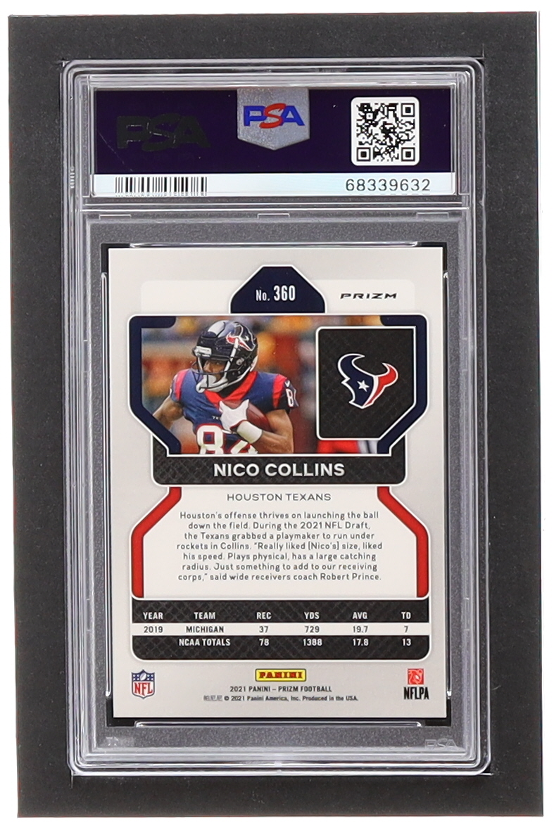 Nico Collins 2021 Panini Prizm Prizms Lazer #360 RC (PSA 10) at PristineAuction.com Nico Collins 2021 Panini Prizm Prizms Lazer #360 RC (PSA 10) at PristineAuction.com