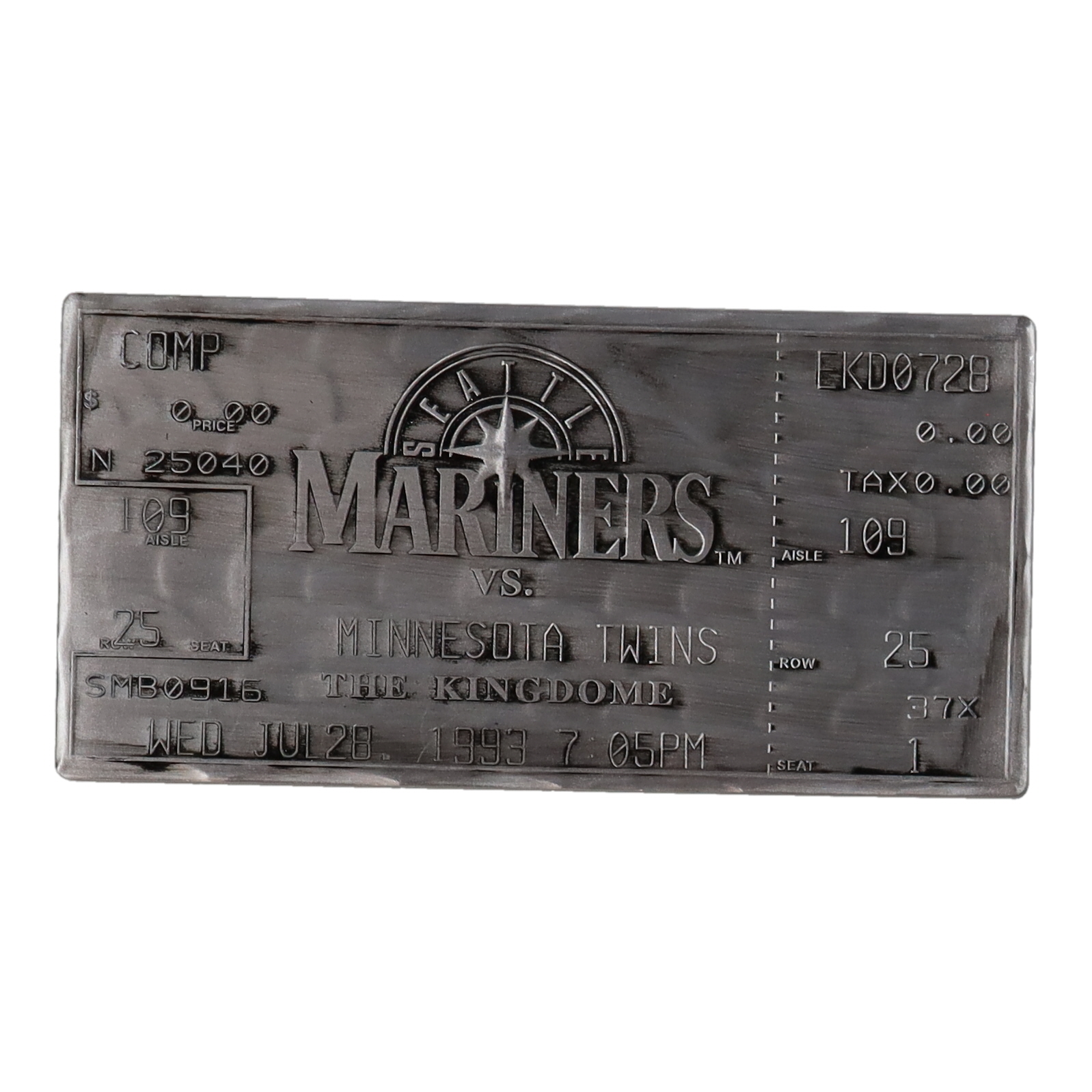 1993 Mariners Metal Ticket at PristineAuction.com 1993 Mariners Metal Ticket at PristineAuction.com