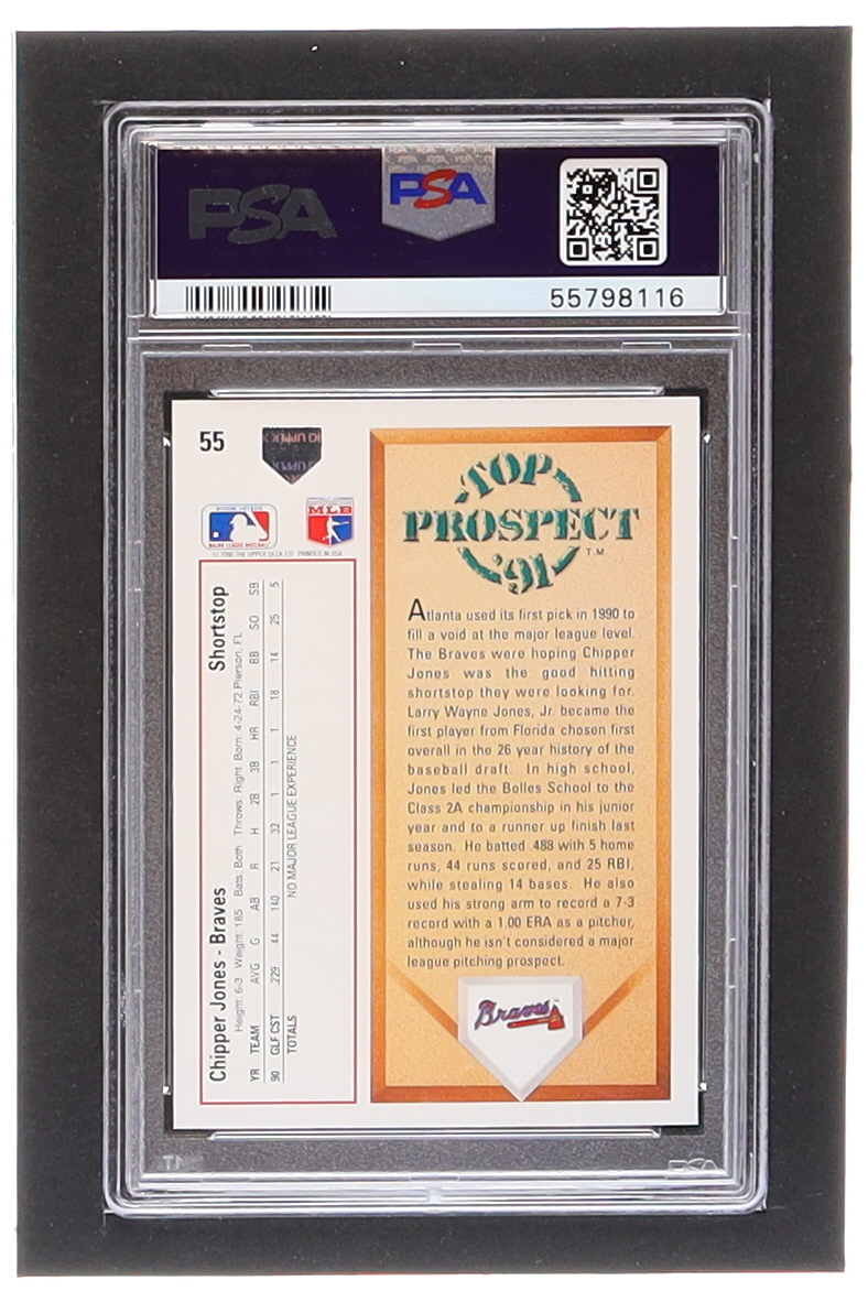 Chipper Jones 1991 Upper Deck #55 RC (PSA 10) at PristineAuction.com Chipper Jones 1991 Upper Deck #55 RC (PSA 10) at PristineAuction.com