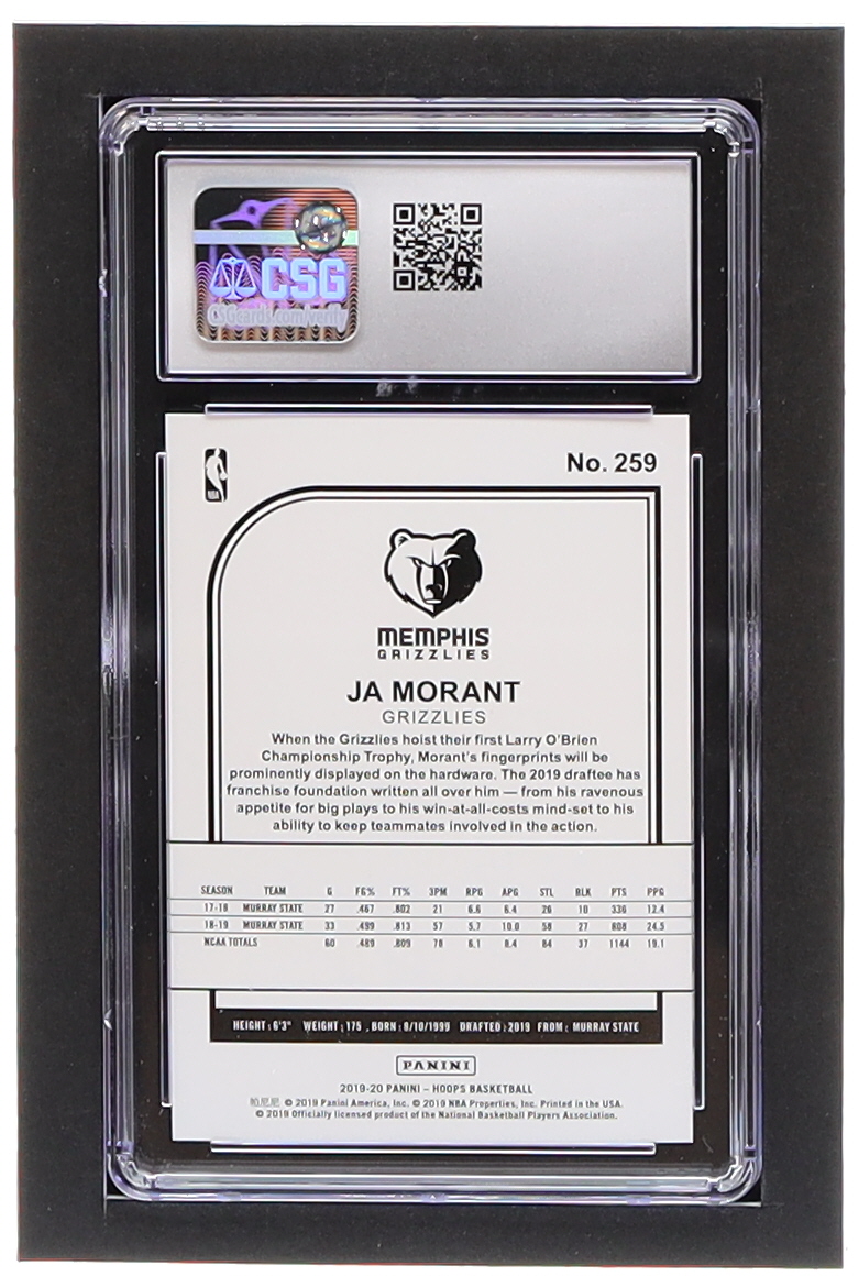 Ja Morant 2019-20 Hoops #259 RC (CSG 9.5) at PristineAuction.com Ja Morant 2019-20 Hoops #259 RC (CSG 9.5) at PristineAuction.com