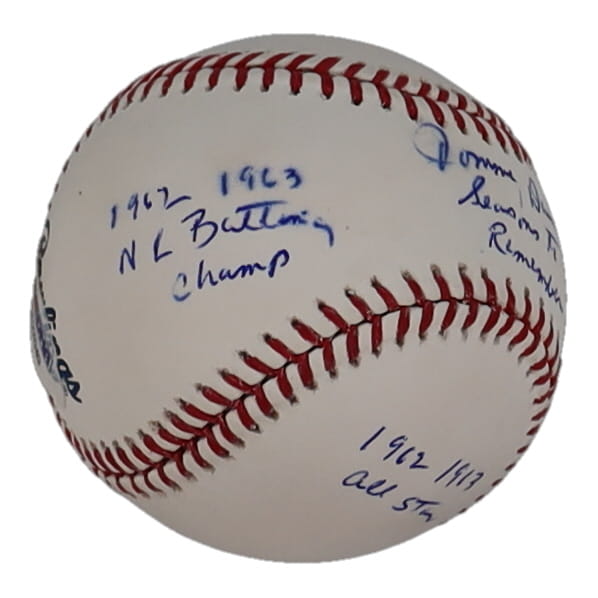 Tommy Davis Signed OML Baseball with Multiple Career Inscriptions (PSA) at PristineAuction.com Tommy Davis Signed OML Baseball with Multiple Career Inscriptions (PSA) at PristineAuction.com