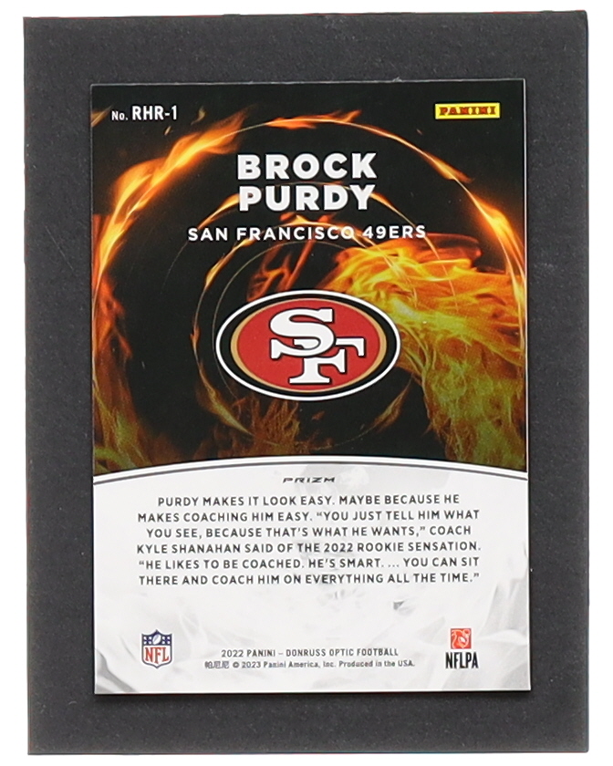 Brock Purdy 2022 Donruss Optic Red Hot Rookies #1 RC at PristineAuction.com Brock Purdy 2022 Donruss Optic Red Hot Rookies #1 RC at PristineAuction.com