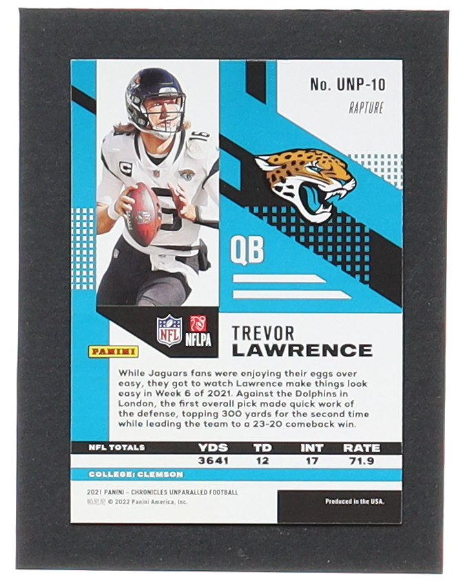 Trevor Lawrence 2021 Panini Chronicles Unparalleled #10 RC at PristineAuction.com Trevor Lawrence 2021 Panini Chronicles Unparalleled #10 RC at PristineAuction.com