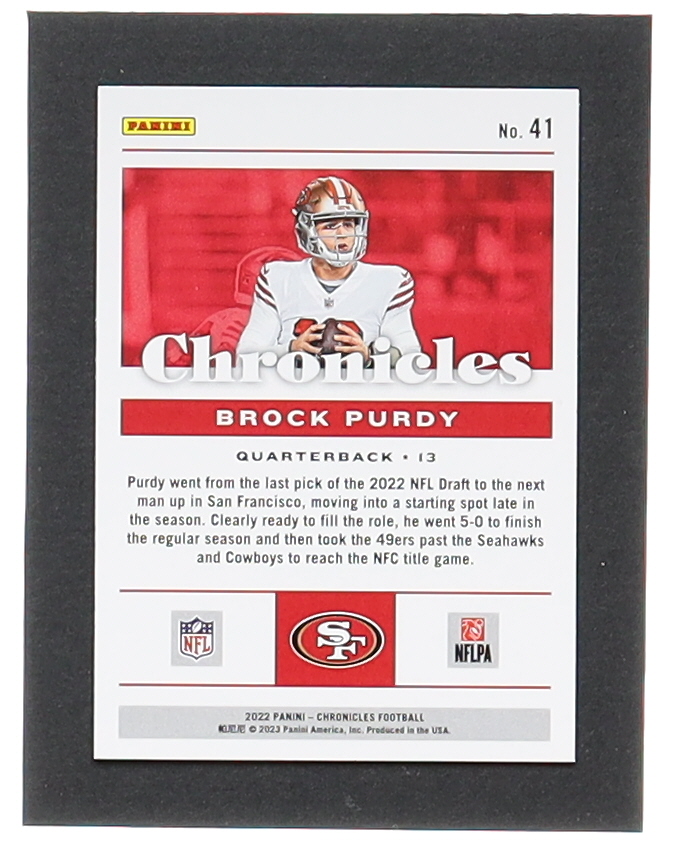 Brock Purdy 2022 Panini Chronicles Pink #41 RC at PristineAuction.com Brock Purdy 2022 Panini Chronicles Pink #41 RC at PristineAuction.com