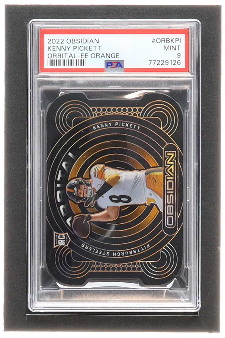 Kenny Pickett 2022 Panini Obsidian Orbital Electric Etch Orange #15 RC #27/50 (PSA 9) at PristineAuction.com Kenny Pickett 2022 Panini Obsidian Orbital Electric Etch Orange #15 RC #27/50 (PSA 9) at PristineAuction.com