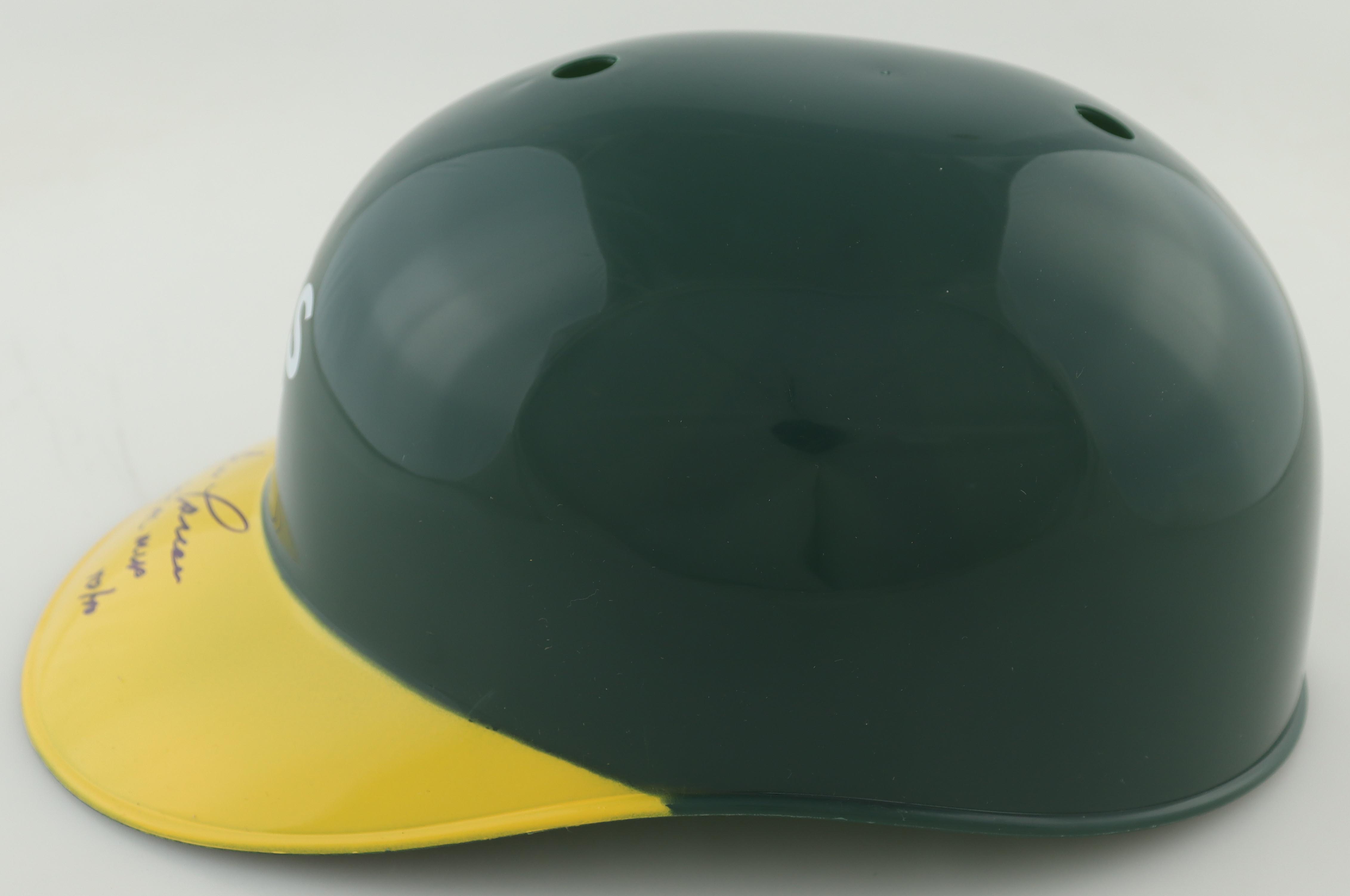 Jose Canseco Signed Athletics Full-Size Batting Helmet Inscribed "88 AL MVP 40/40" (JSA) at PristineAuction.com Jose Canseco Signed Athletics Full-Size Batting Helmet Inscribed "88 AL MVP 40/40" (JSA) at PristineAuction.com