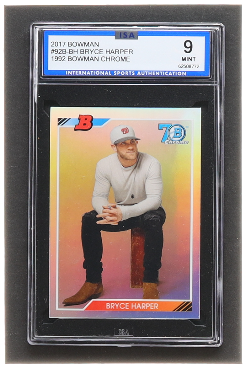 Bryce Harper 2017 Bowman Chrome '92 Bowman Refractors #92BBH (ISA 9) at PristineAuction.com Bryce Harper 2017 Bowman Chrome '92 Bowman Refractors #92BBH (ISA 9) at PristineAuction.com
