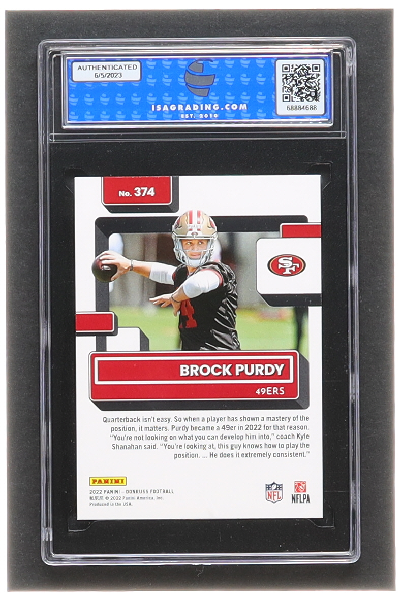 Brock Purdy 2022 Donruss #374 RR RC (ISA 9) at PristineAuction.com Brock Purdy 2022 Donruss #374 RR RC (ISA 9) at PristineAuction.com