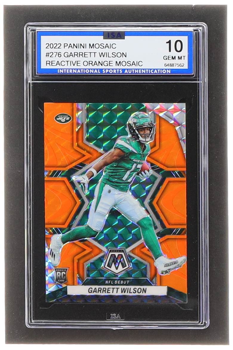Garrett Wilson 2022 Panini Mosaic Mosaic Reactive Orange #276 DEB RC (ISA 10) at PristineAuction.com Garrett Wilson 2022 Panini Mosaic Mosaic Reactive Orange #276 DEB RC (ISA 10) at PristineAuction.com