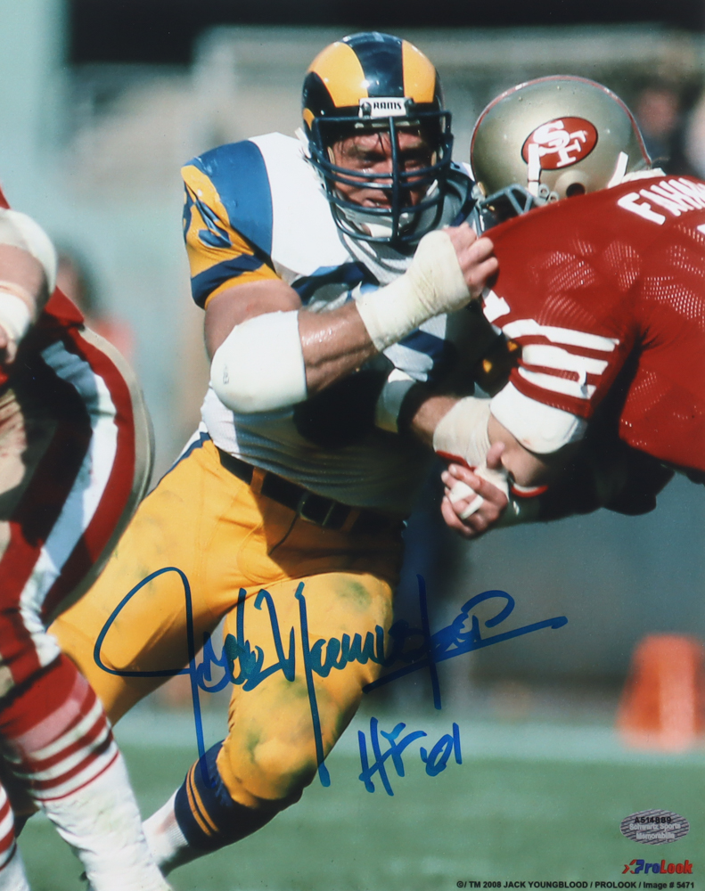 Jack Youngblood Signed Rams 8x10 Photo Inscribed "HOF 01" (Schwartz Sports) at PristineAuction.com Jack Youngblood Signed Rams 8x10 Photo Inscribed "HOF 01" (Schwartz Sports) at PristineAuction.com