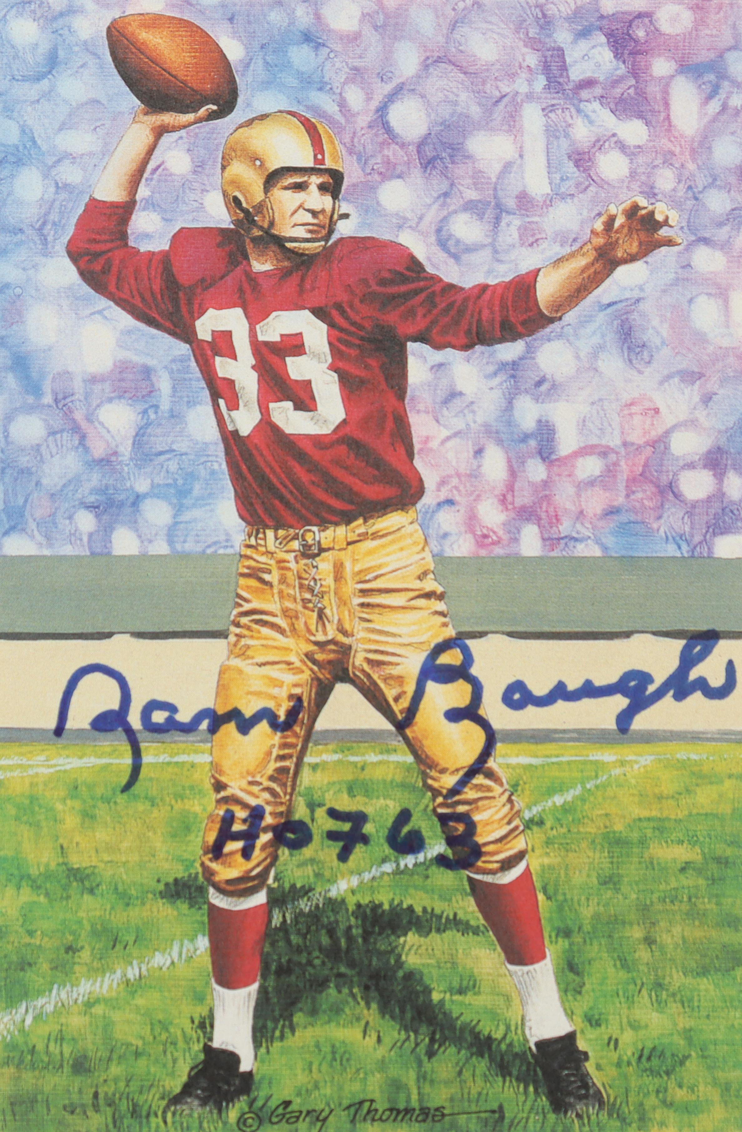 Sammy Baugh Signed Raiders LE Hall of Fame 4x6 Postcard Inscribed "HOF 63" (Beckett) at PristineAuction.com Sammy Baugh Signed Raiders LE Hall of Fame 4x6 Postcard Inscribed "HOF 63" (Beckett) at PristineAuction.com