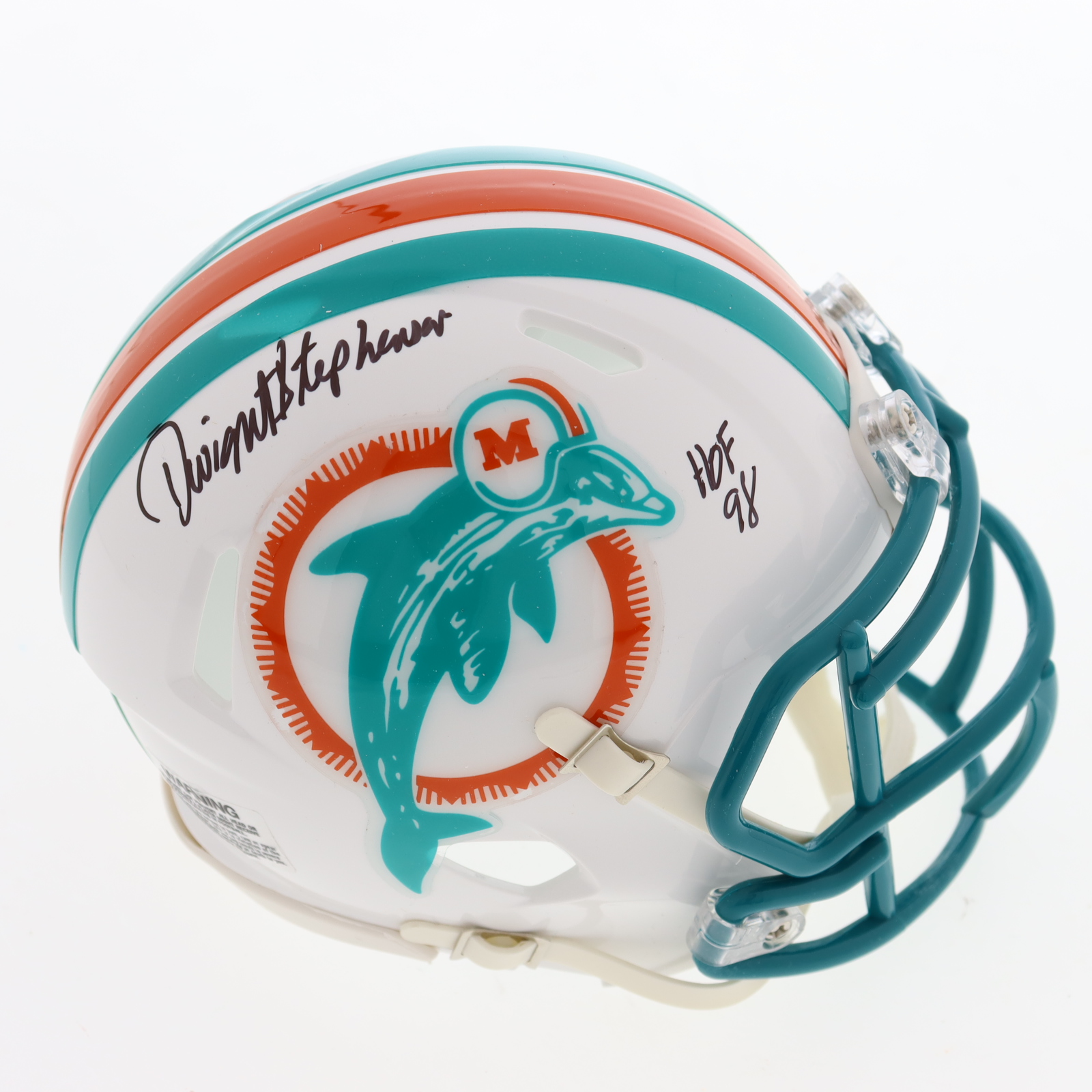 Dwight Stephenson Signed Dolphins Speed Mini Helmet Inscribed "HOF 98" (TriStar) at PristineAuction.com Dwight Stephenson Signed Dolphins Speed Mini Helmet Inscribed "HOF 98" (TriStar) at PristineAuction.com