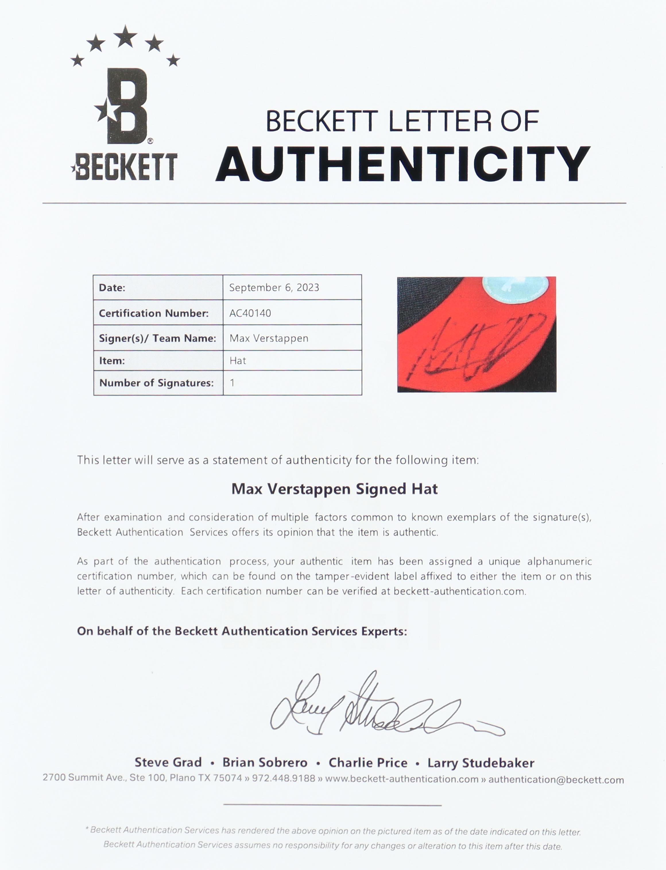 Max Verstappen Signed Redbull Racing Hat (Beckett) at PristineAuction.com Max Verstappen Signed Redbull Racing Hat (Beckett) at PristineAuction.com