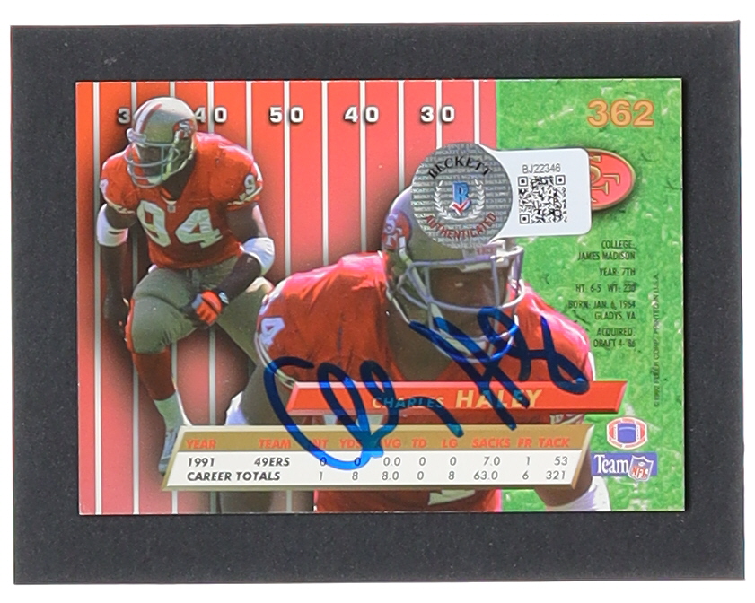 Charles Haley Signed 1992 Ultra #362 (Beckett) at PristineAuction.com Charles Haley Signed 1992 Ultra #362 (Beckett) at PristineAuction.com