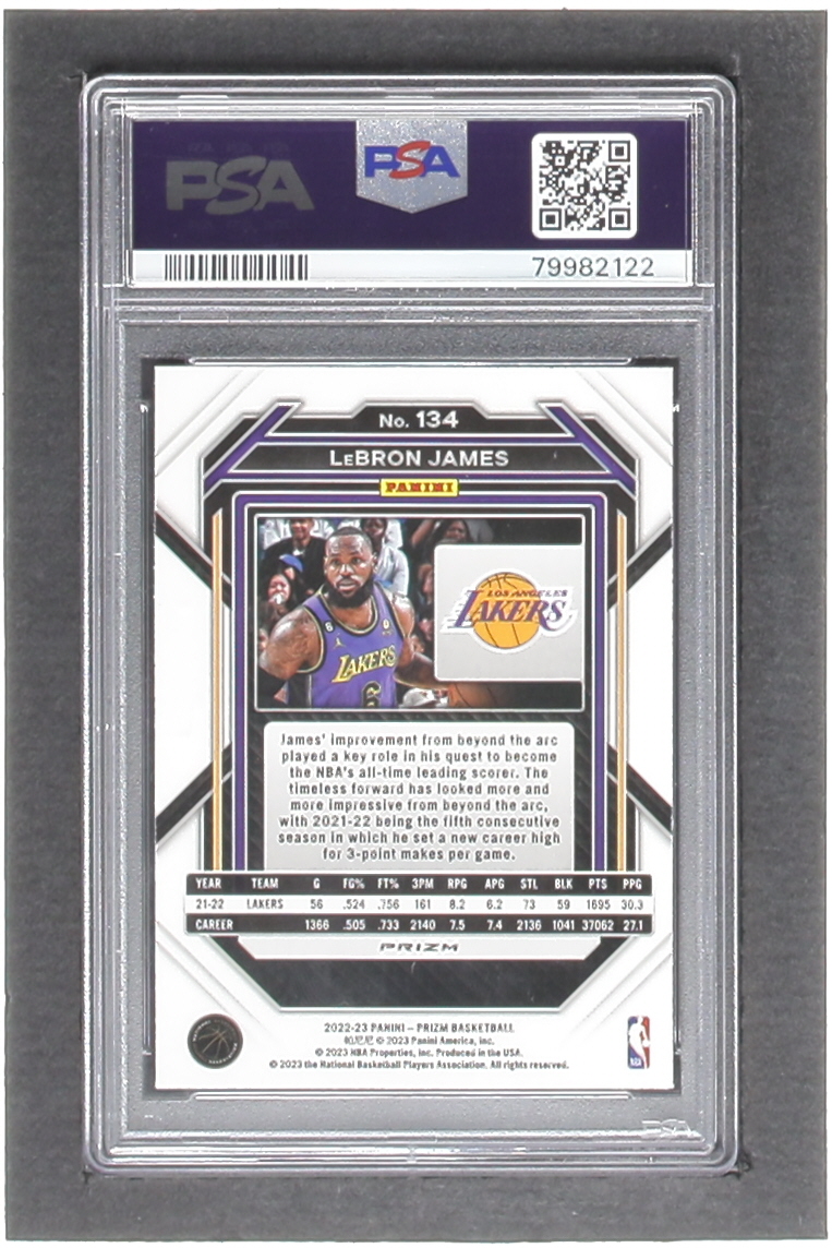 LeBron James 2022-23 Panini Prizm Prizms Ruby Wave #134 (PSA 10) at PristineAuction.com LeBron James 2022-23 Panini Prizm Prizms Ruby Wave #134 (PSA 10) at PristineAuction.com