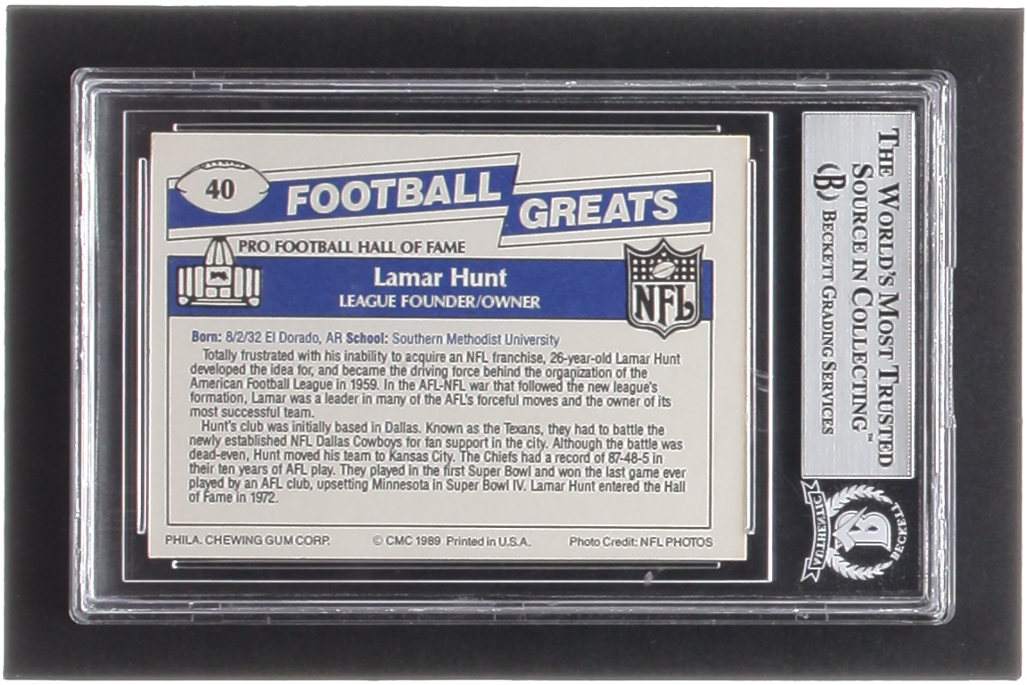 Lamar Hunt Signed 1989 Swell Greats #40 (BGS) at PristineAuction.com Lamar Hunt Signed 1989 Swell Greats #40 (BGS) at PristineAuction.com