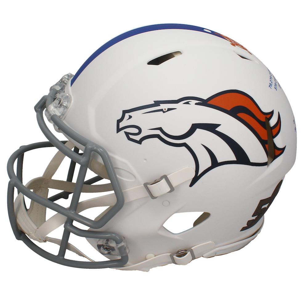 Peyton Manning Signed LE Colts / Broncos Commemorative Retirement Full-Size Authentic On-Field Speed Helmet Inscribed "5x NFL MVP" (Fanatics) at PristineAuction.com Peyton Manning Signed LE Colts / Broncos Commemorative Retirement Full-Size Authentic On-Field Speed Helmet Inscribed "5x NFL MVP" (Fanatics) at PristineAuction.com