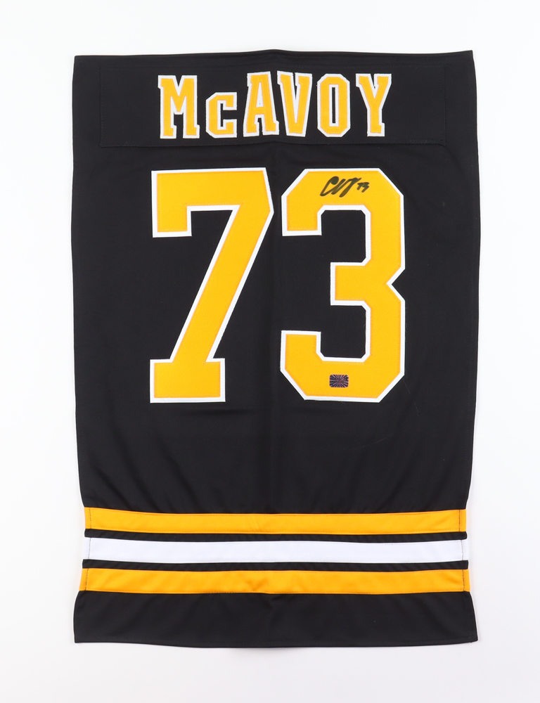 Charlie McAvoy Signed Bruins Jersey Swatch (YSMS & McAvoy) at PristineAuction.com Charlie McAvoy Signed Bruins Jersey Swatch (YSMS & McAvoy) at PristineAuction.com