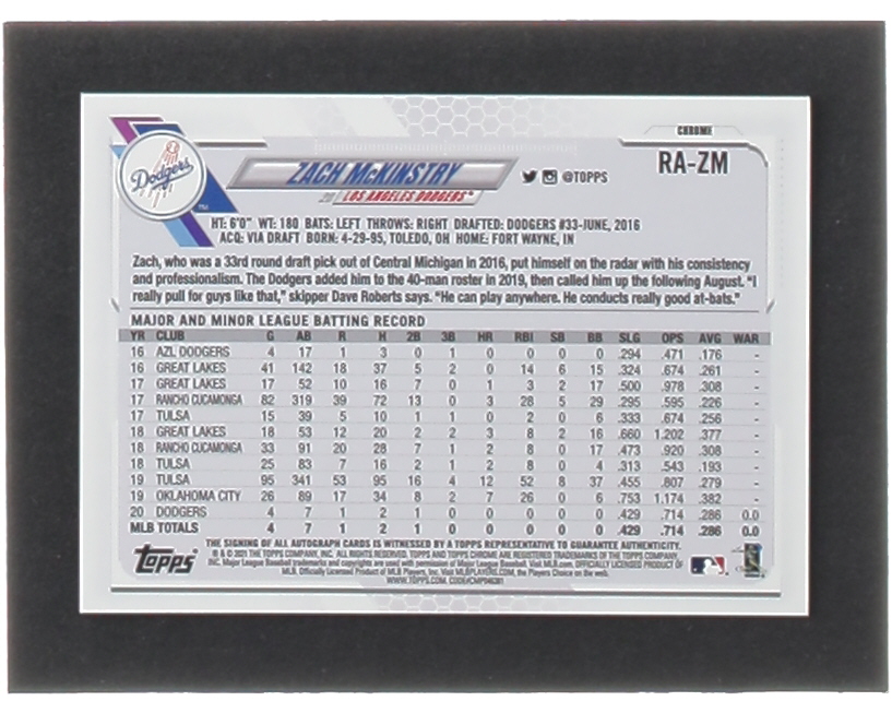 Zach McKinstry 2021 Topps Chrome Rookie Autographs #RAZM RC at PristineAuction.com Zach McKinstry 2021 Topps Chrome Rookie Autographs #RAZM RC at PristineAuction.com