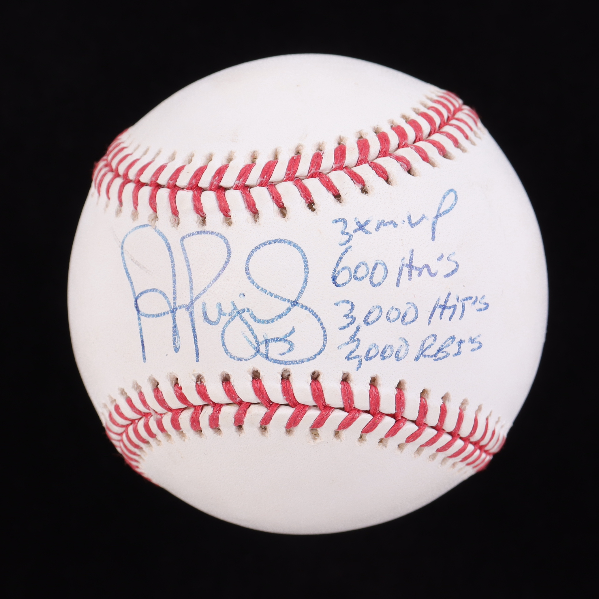 Albert Pujols Signed OML Baseball Inscribed "3x MVP, 600 HR's, 3000 Hits, 2000 RBI's" (Beckett) at PristineAuction.com Albert Pujols Signed OML Baseball Inscribed "3x MVP, 600 HR's, 3000 Hits, 2000 RBI's" (Beckett) at PristineAuction.com