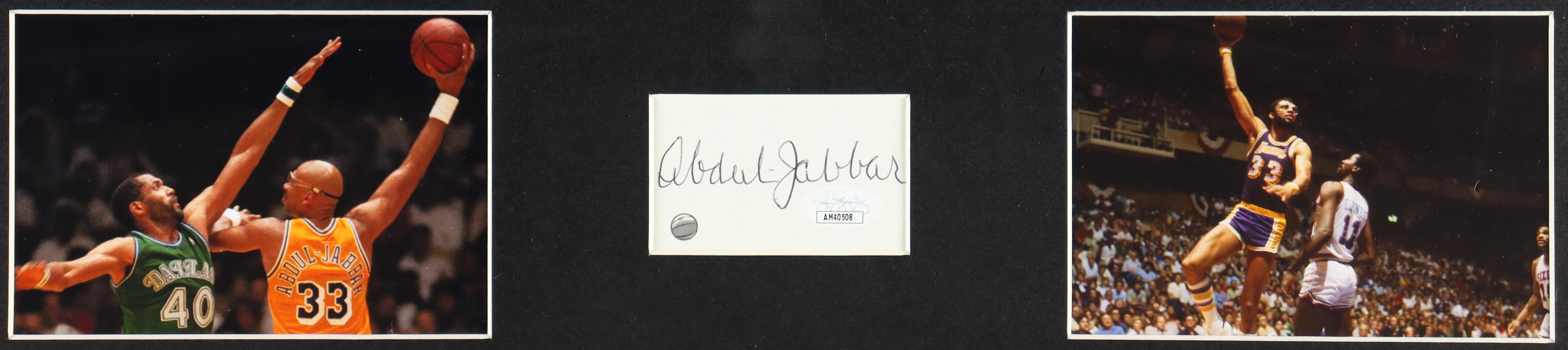 Kareem Abdul-Jabbar Signed Custom Framed Cut Display with Jersey (JSA) at PristineAuction.com Kareem Abdul-Jabbar Signed Custom Framed Cut Display with Jersey (JSA) at PristineAuction.com