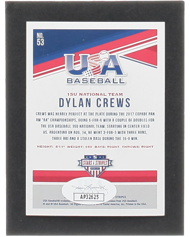 Dylan Crews Signed 2018 USA Baseball Stars and Stripes #53 (JSA) at PristineAuction.com Dylan Crews Signed 2018 USA Baseball Stars and Stripes #53 (JSA) at PristineAuction.com