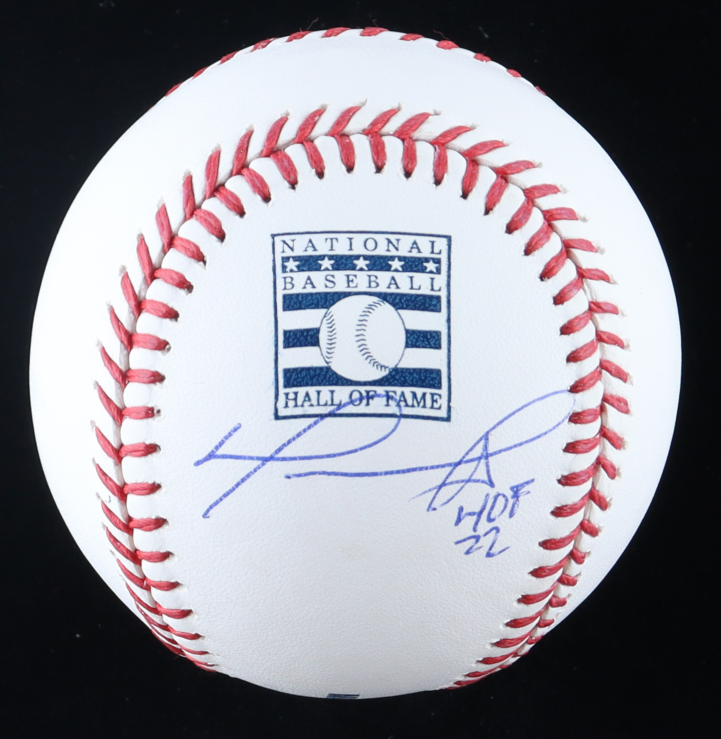 David Ortiz Signed OML Hall of Fame Logo Baseball Inscribed "HOF 22" (Beckett) at PristineAuction.com David Ortiz Signed OML Hall of Fame Logo Baseball Inscribed "HOF 22" (Beckett) at PristineAuction.com