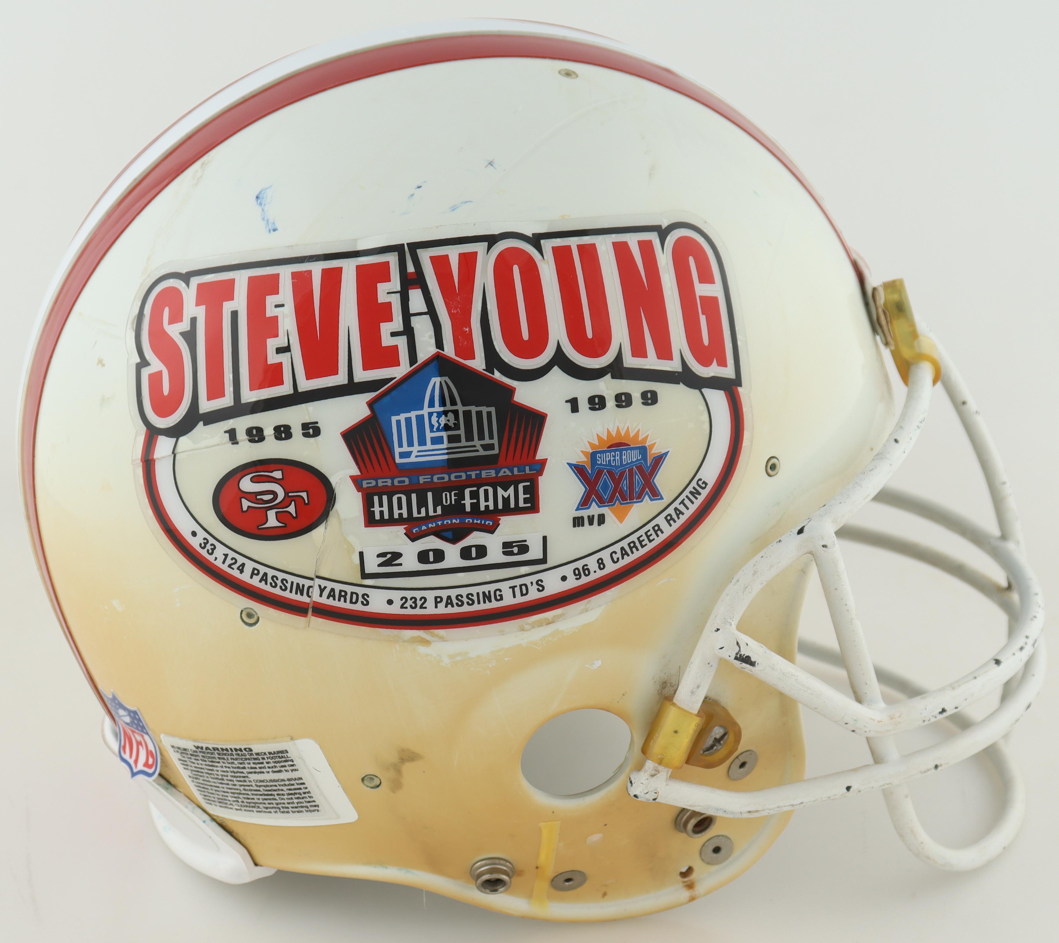 Joe Montana & Steve Young "Pro Football Hall Of Fame" Full Size Authentic On-Field Helmet at PristineAuction.com Joe Montana & Steve Young "Pro Football Hall Of Fame" Full Size Authentic On-Field Helmet at PristineAuction.com