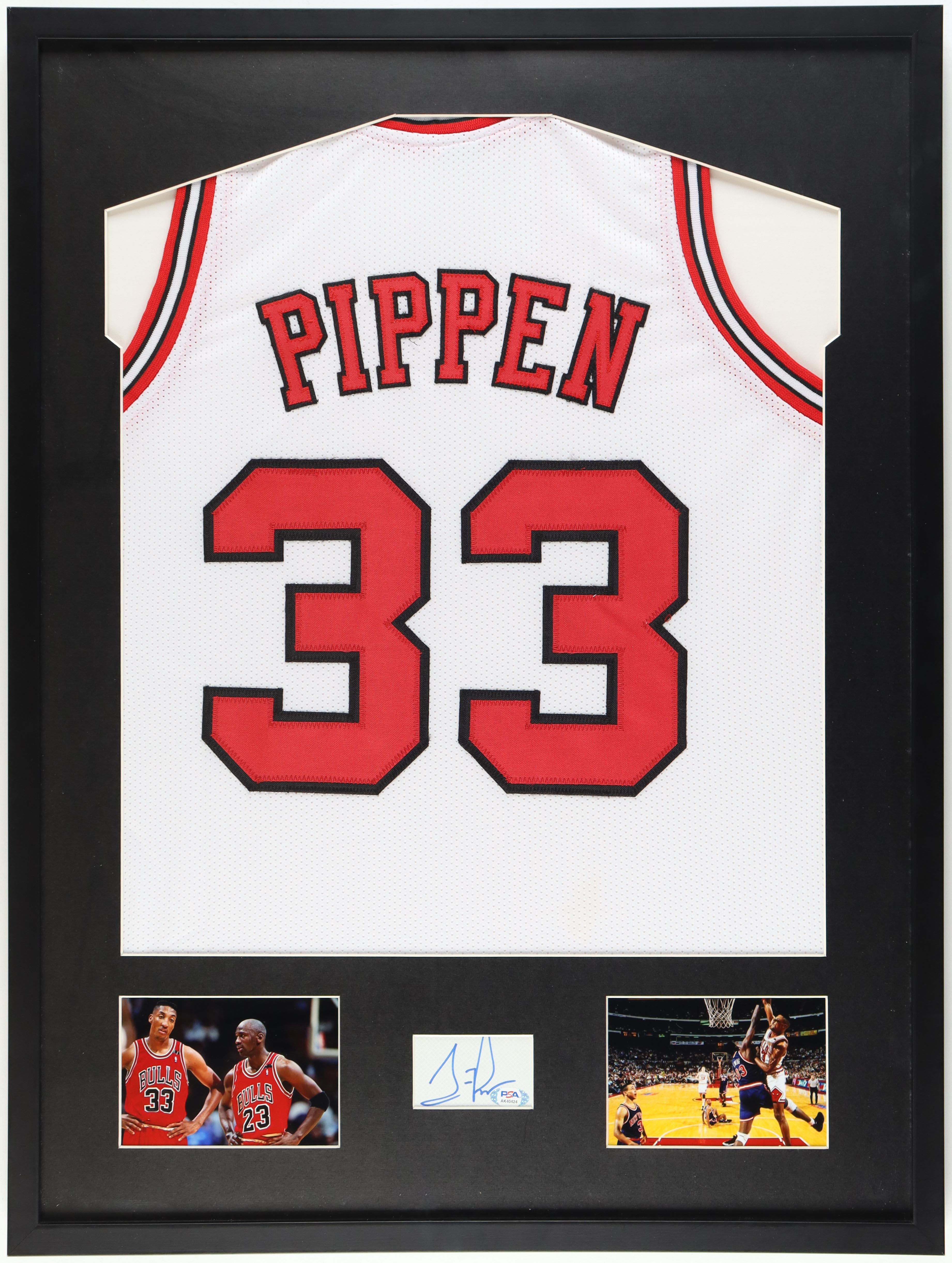Scottie Pippen Signed Custom Framed Cut Display with Jersey (PSA) at PristineAuction.com Scottie Pippen Signed Custom Framed Cut Display with Jersey (PSA) at PristineAuction.com