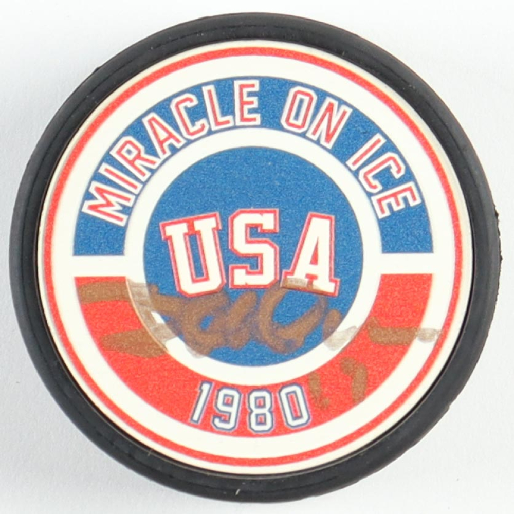 Jack O'Callahan Signed 1980 "Miracle on Ice" Logo Hockey Puck (Beckett