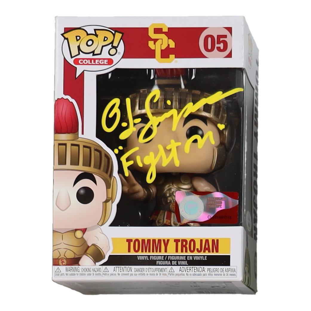 O. J. Simpson Signed USC Trojans #05 Tommy Trojan Funko Pop! Vinyl Figure Inscribed "Fight On" (JSA) at PristineAuction.com O. J. Simpson Signed USC Trojans #05 Tommy Trojan Funko Pop! Vinyl Figure Inscribed "Fight On" (JSA) at PristineAuction.com