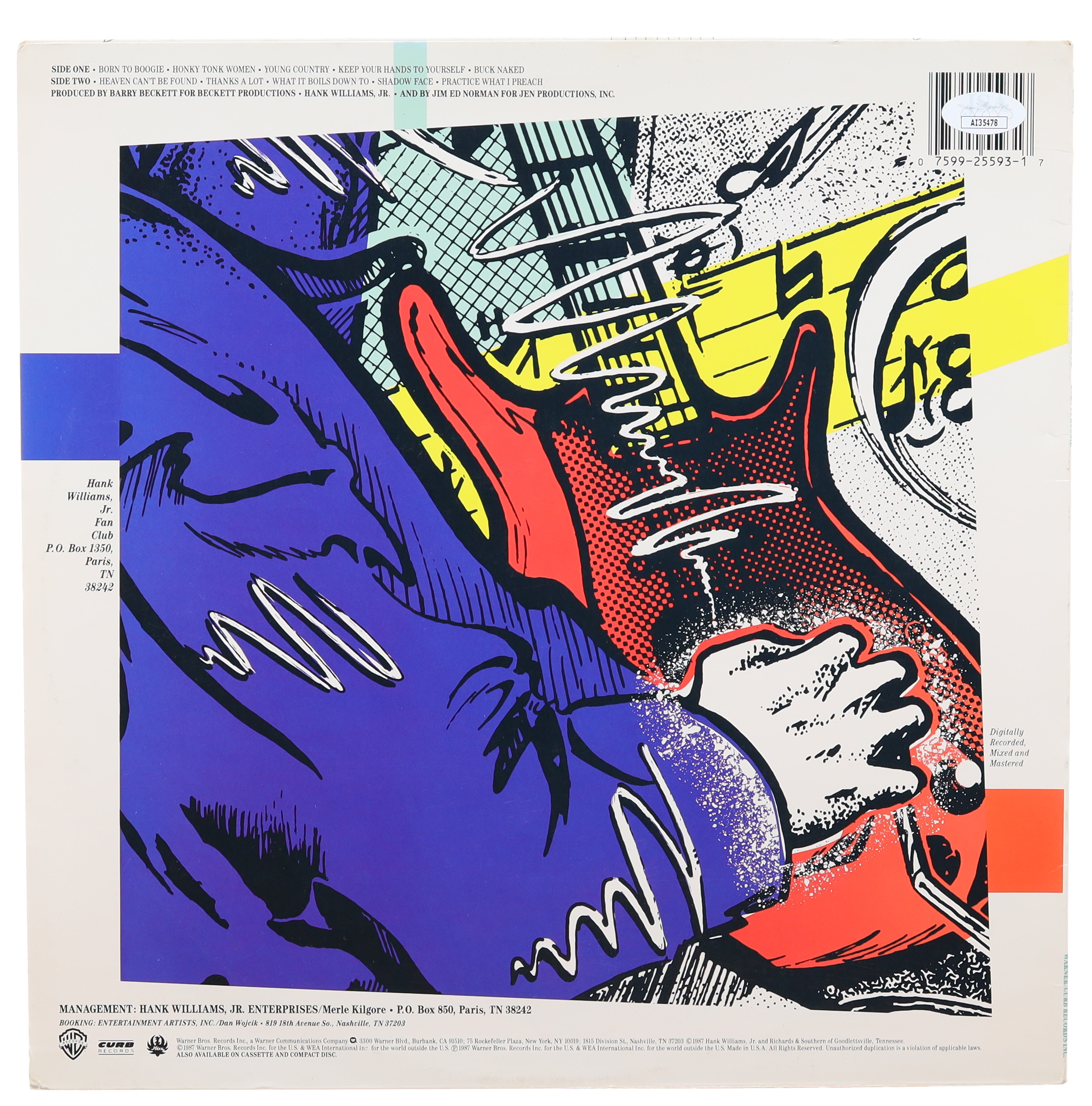 Hank Williams Jr. Signed "Born to Boogie" Vinyl Record Album Cover (JSA) at PristineAuction.com Hank Williams Jr. Signed "Born to Boogie" Vinyl Record Album Cover (JSA) at PristineAuction.com