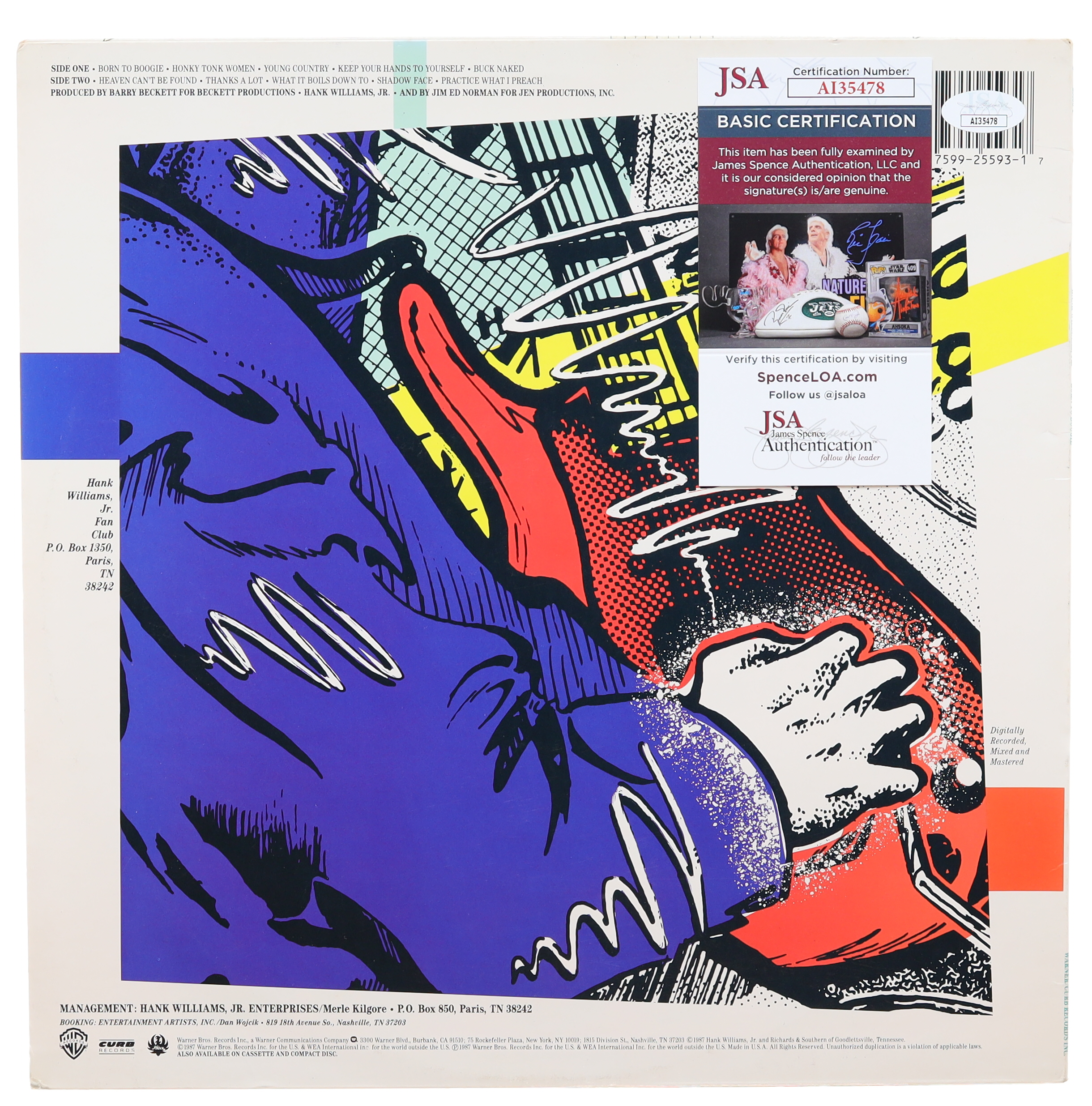 Hank Williams Jr. Signed "Born to Boogie" Vinyl Record Album Cover (JSA) at PristineAuction.com Hank Williams Jr. Signed "Born to Boogie" Vinyl Record Album Cover (JSA) at PristineAuction.com