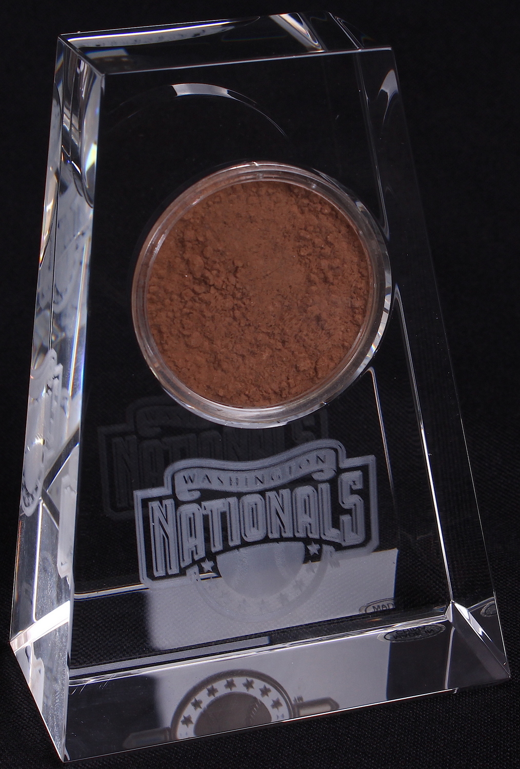 Washington Nationals Crystal Desk Piece with Game-Used Dirt (Steiner COA & MLB) at PristineAuction.com Washington Nationals Crystal Desk Piece with Game-Used Dirt (Steiner COA & MLB) at PristineAuction.com