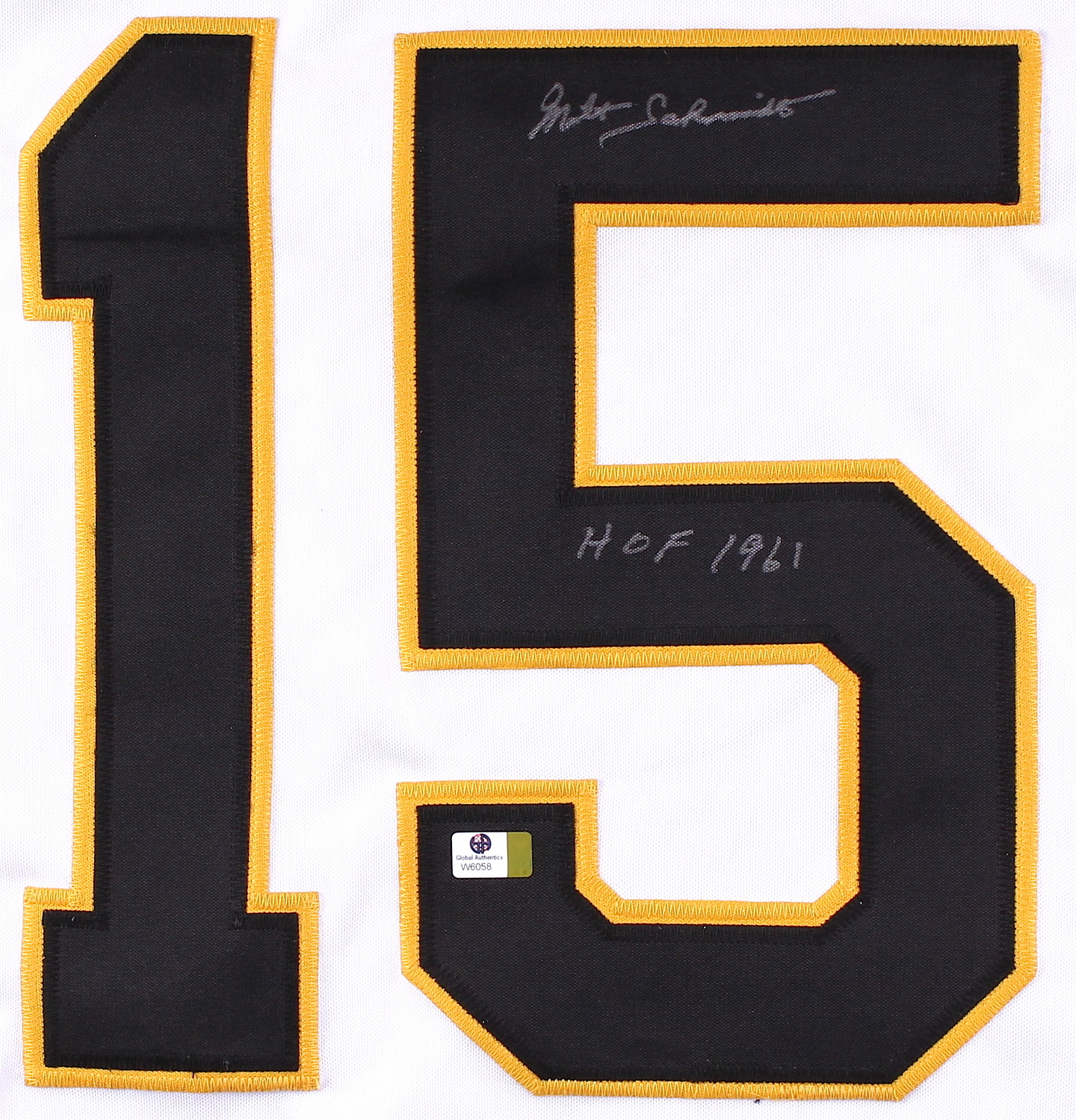 Milt Schmidt Signed Bruins Jersey Inscribed "HOF 1961" (GA COA) at PristineAuction.com Milt Schmidt Signed Bruins Jersey Inscribed "HOF 1961" (GA COA) at PristineAuction.com