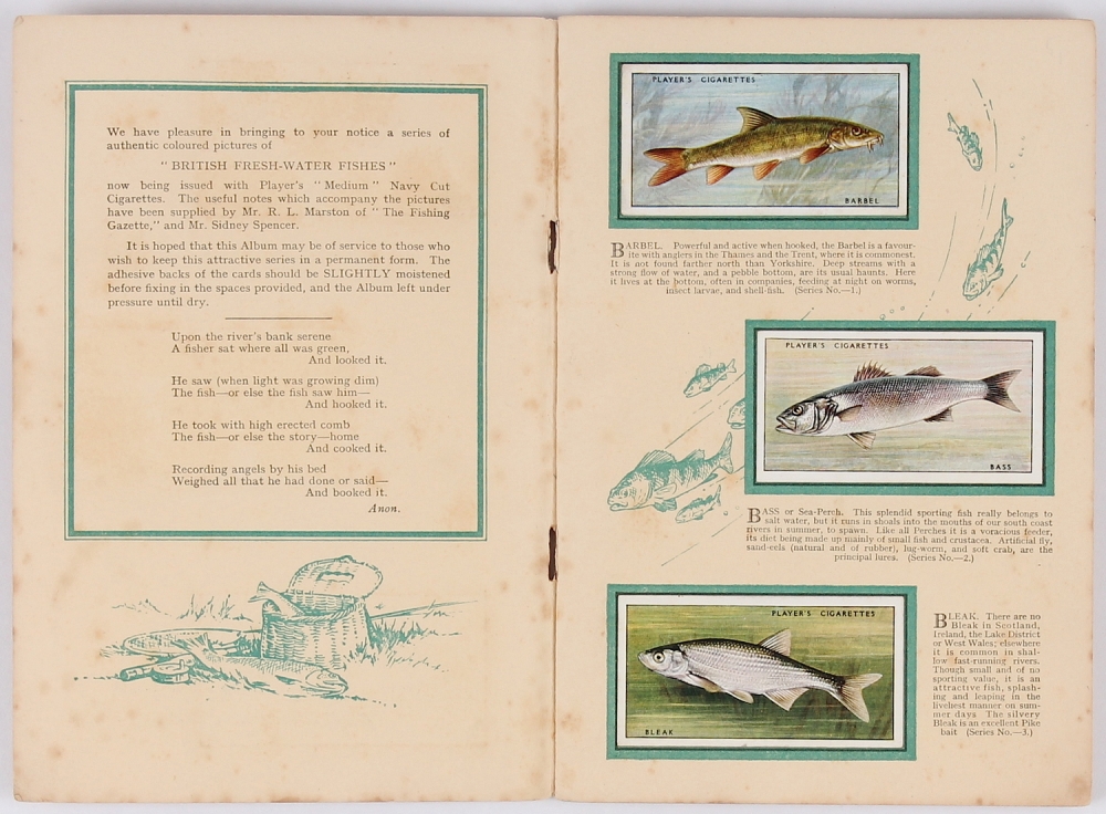 Complete Album of 1933 John Player & Sons British Freshwater Fishes Cigarette Cards Pristine Complete Album of 1933 John Player & Sons British Freshwater Fishes Cigarette Cards Pristine