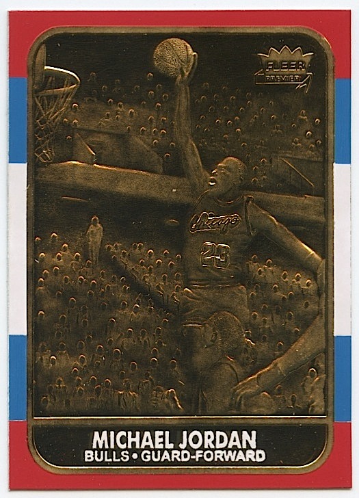 1986-87 Fleer Michael Jordan RC NBA 23K Gold Limited Edition Card at PristineAuction.com 1986-87 Fleer Michael Jordan RC NBA 23K Gold Limited Edition Card at PristineAuction.com