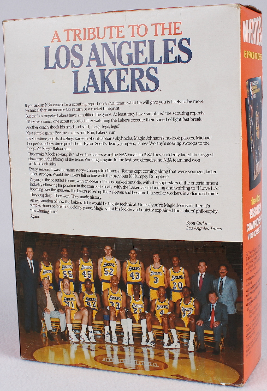 Lakers Wheaties Box Signed by (8) with Kareem Abdul-Jabbar, Jerry Buss, James Worthy (JSA ALOA) at PristineAuction.com Lakers Wheaties Box Signed by (8) with Kareem Abdul-Jabbar, Jerry Buss, James Worthy (JSA ALOA) at PristineAuction.com