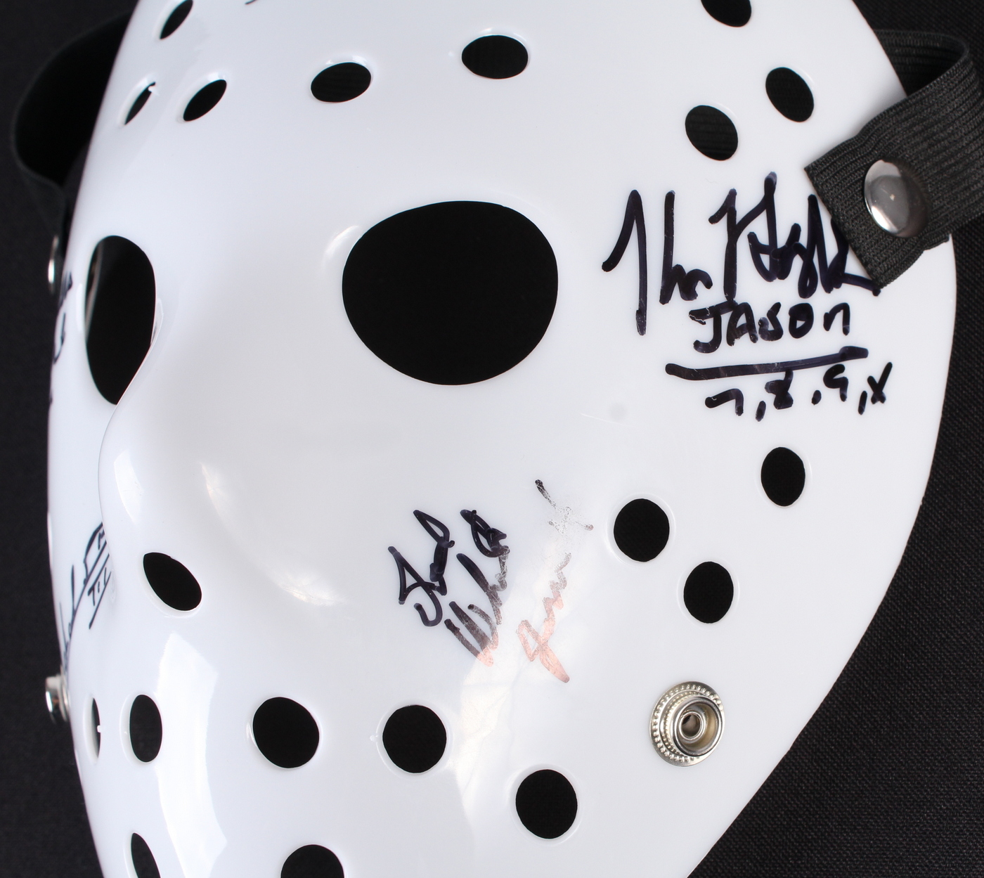Ari Lehman, Derek Mears, Richard Brooker, Kane Hodder, & Ted White Signed Jason "Friday the 13th" Hockey Mask Inscribed "Jason 1", "Jason F13th", "Jason 7,8 9, X", & "Jason 4" (JSA COA) at PristineAuction.com Ari Lehman, Derek Mears, Richard Brooker, Kane Hodder, & Ted White Signed Jason "Friday the 13th" Hockey Mask Inscribed "Jason 1", "Jason F13th", "Jason 7,8 9, X", & "Jason 4" (JSA COA) at PristineAuction.com