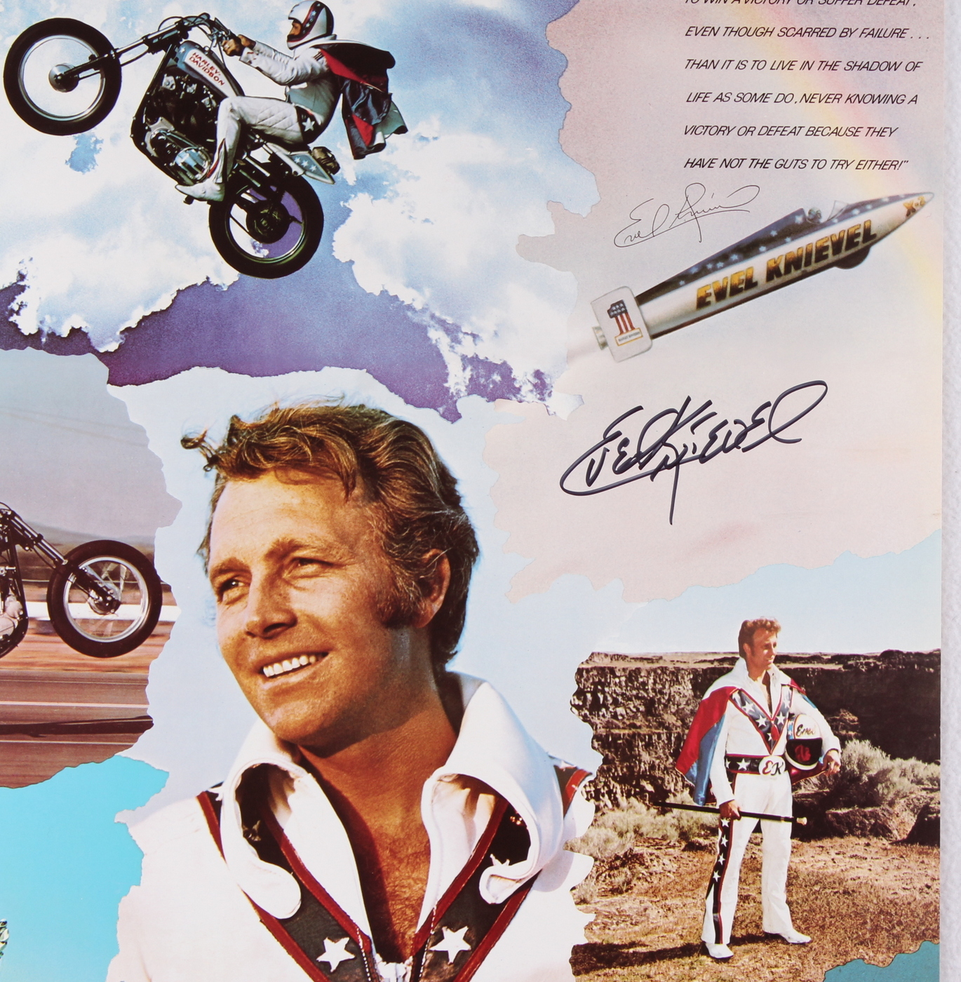 Evel Knievel Signed 16x25 Poster (JSA COA) at PristineAuction.com Evel Knievel Signed 16x25 Poster (JSA COA) at PristineAuction.com