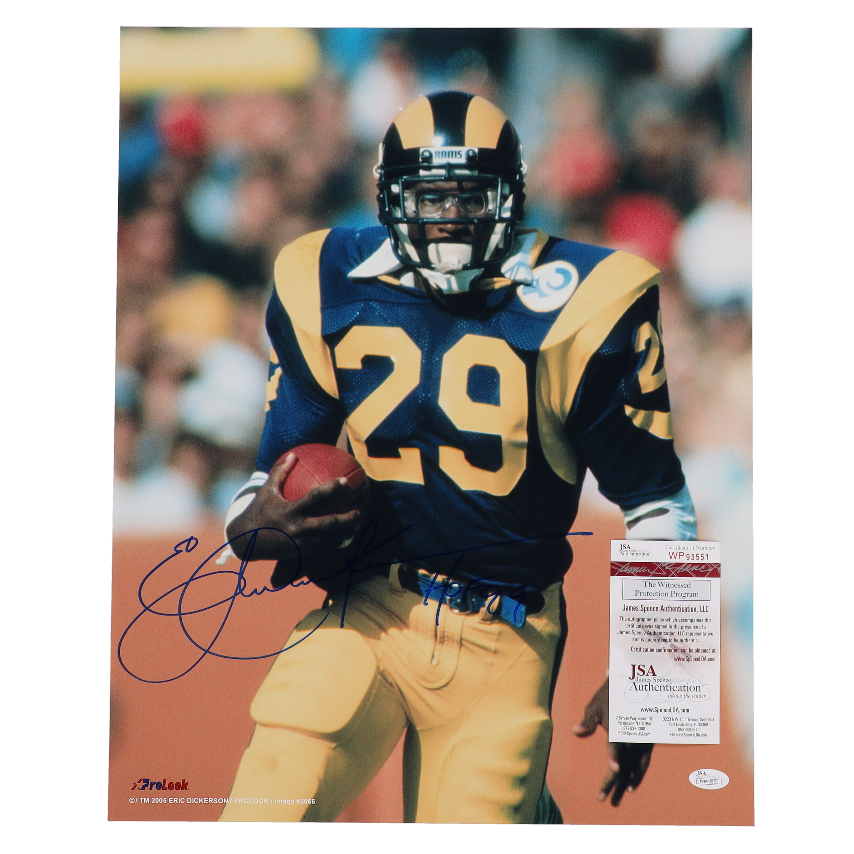 Eric Dickerson Signed Rams 16x20 Photo Inscribed "HOF 99" (JSA) at PristineAuction.com Eric Dickerson Signed Rams 16x20 Photo Inscribed "HOF 99" (JSA) at PristineAuction.com
